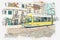 Illustration of a traditional tram in Lisbon.