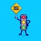 Illustration of traffic light cartoon with safety driving traffic sign