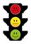 Illustration of traffic lights with smiley faces on an isolated background