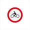 Illustration of a traffic sign icon prohibiting entry to motorcycles isolated on a white background