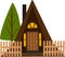 illustration of a triangular wooden house