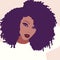 Illustration tropical Afro american woman with big afro hair