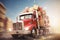 Illustration of truck car full of Christmas presents. delivery car, shipping cargo service