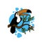 Illustration of Tucan Bird, Cute Funny Character, Flat Design