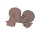 illustration. two bald people of African American appearance are kissing on a white background. tender kiss of African American