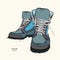 An Illustration of a two beautiful stylish leather boots. Vector illustration