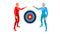 Illustration of two blue-right and red-left businessmen. they are showing the target focus of the circle