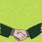 Illustration of Two Businessmen Shaking Hands Firmly as Gesture Form of Greeting, Welcoming, Closed Deal or Agreement