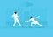 Illustration Of Two Female Fencers Competing In Event