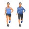 Illustration of two figures of asian man running straight in sportswear