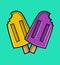 Illustration of two fresh popsicles with little bite marks.