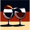 illustration of two glasses of wine on the background of the flag of Estonia Generative AI