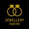 Illustration of two gold rings with gemstones, diamonds on them. Perfect for jewelry store logos or jewelry manufacturers