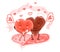 Illustration. Two hearts embrace each other, they have love. Print for Valentine s day greeting cards.