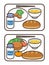 Illustration of two school lunches