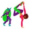 Illustration of two women breakdancer. Vector isolated character