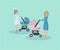 Illustration of two women with strollers