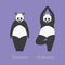 Illustration of two yoga panda bears