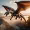 illustration of an ultra realistic Dragon in dramatic light fog