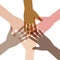 Illustration of Unity and teamwork Concept of different nations. Group of people hands together.