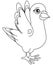 Illustration. Unpainted funny cartoon pigeon positive