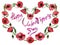 Illustration for Valentine card. Red poppy flowers are making a heart shaped frame with sign Happy Valentine`s day on white