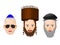 Illustration of various faces and headgear in Jewish religious man