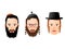 Illustration of various faces and headgear in Jewish religious men