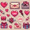 Illustration of various valentine items gifts hearts
