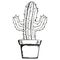 Illustration vase with a cactus in art line