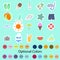 Illustration vector colorful summer icon set with optional color codes isolated on blue background