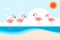 Illustration vector of cute flamingos on the beach.