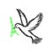 Illustration vector doodle hand drawn of sketch dove of peace wi