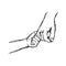 Illustration vector doodle hand drawn sketch of parent holds the