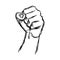 Illustration vector doodle hand drawn of sketch raised fist