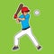 Illustration vector graphic of baseball playing posing to hit ball.