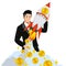 Illustration vector graphic of businessman carries a money rocket that drops money