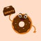 Illustration vector graphic cartoon character of cute donuts bring donuts box