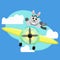 Illustration vector graphic cartoon character of cute rabbit pilot flight with plane