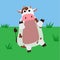Illustration vector graphic design happy cows in the meadow