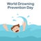 Illustration vector graphic of a drowning person waving