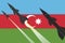 Illustration vector graphic of firing missiles on Azerbaijan flag background.0. Caucasus crisis.