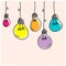 Illustration vector graphic of hanging color lamps with beauty line art