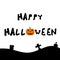 Illustration vector graphic of Happy Halloween phrase with silhouette of tombstone