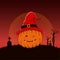 Illustration vector graphic of Happy Hallowen Pumpkin exspression