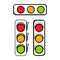 Illustration Vector Graphic Infographic traffic light in line art signal of stop red, warning yellow, and go green sign