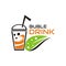 Illustration vector graphic of orange buble drink on the glass with leaf and plastic straw