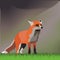 Illustration Vector Graphic painted Fox on meadow