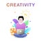 Illustration vector graphic people with laptop creativity good for web and ui/ux design