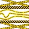 Illustration vector graphic of quarantine tape isolated on black background. warning sign of quarantine.